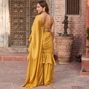 MUSTARD YELLOW SHARARA SAREE