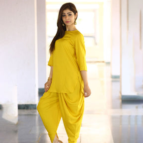 Rayon Yellow Dhoti Set