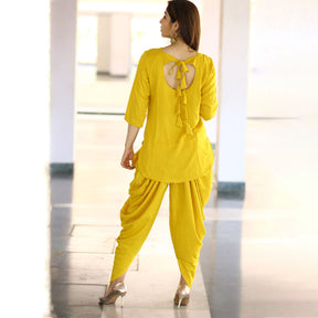 Rayon Yellow Dhoti Set