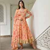 Peach Printed Anarkali