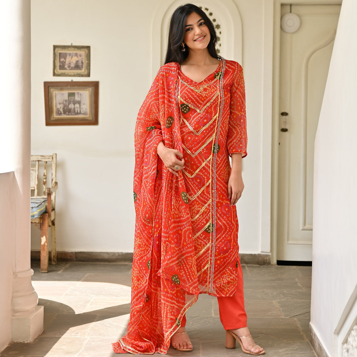 Bandhej Printed Kurta Set