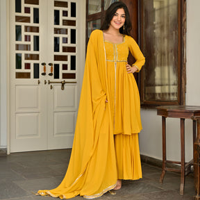 Yellow Handwork Sharara Set