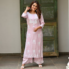 Baby Pink Modal Embroidery Kurta Set