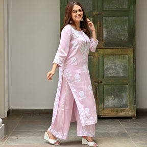 Baby Pink Modal Embroidery Kurta Set