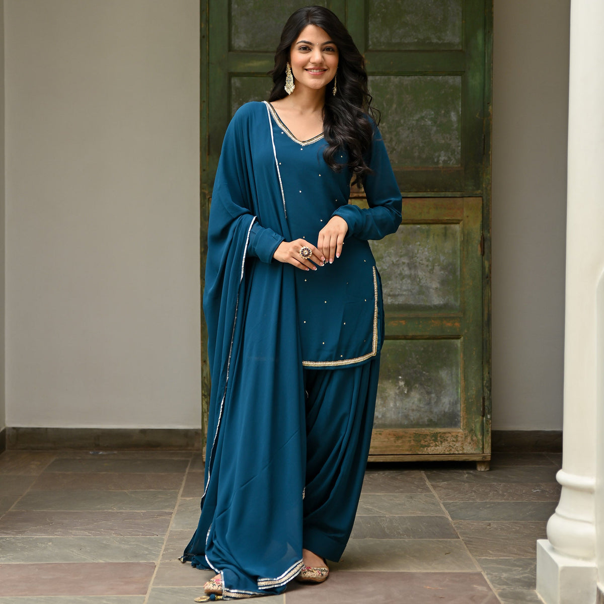 Teal Patiyala Suit Set