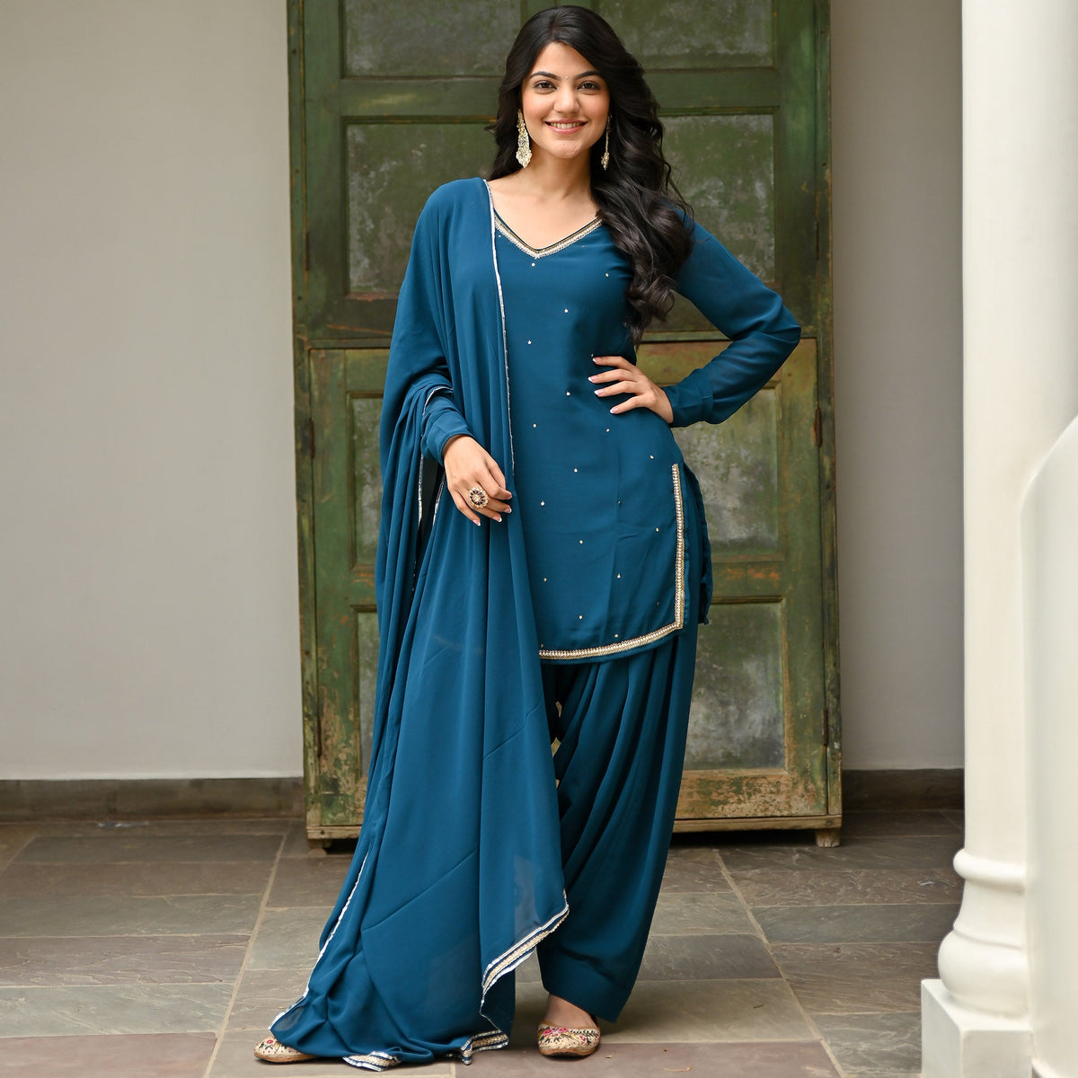 Teal Patiyala Suit Set