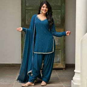 Teal Patiyala Suit Set