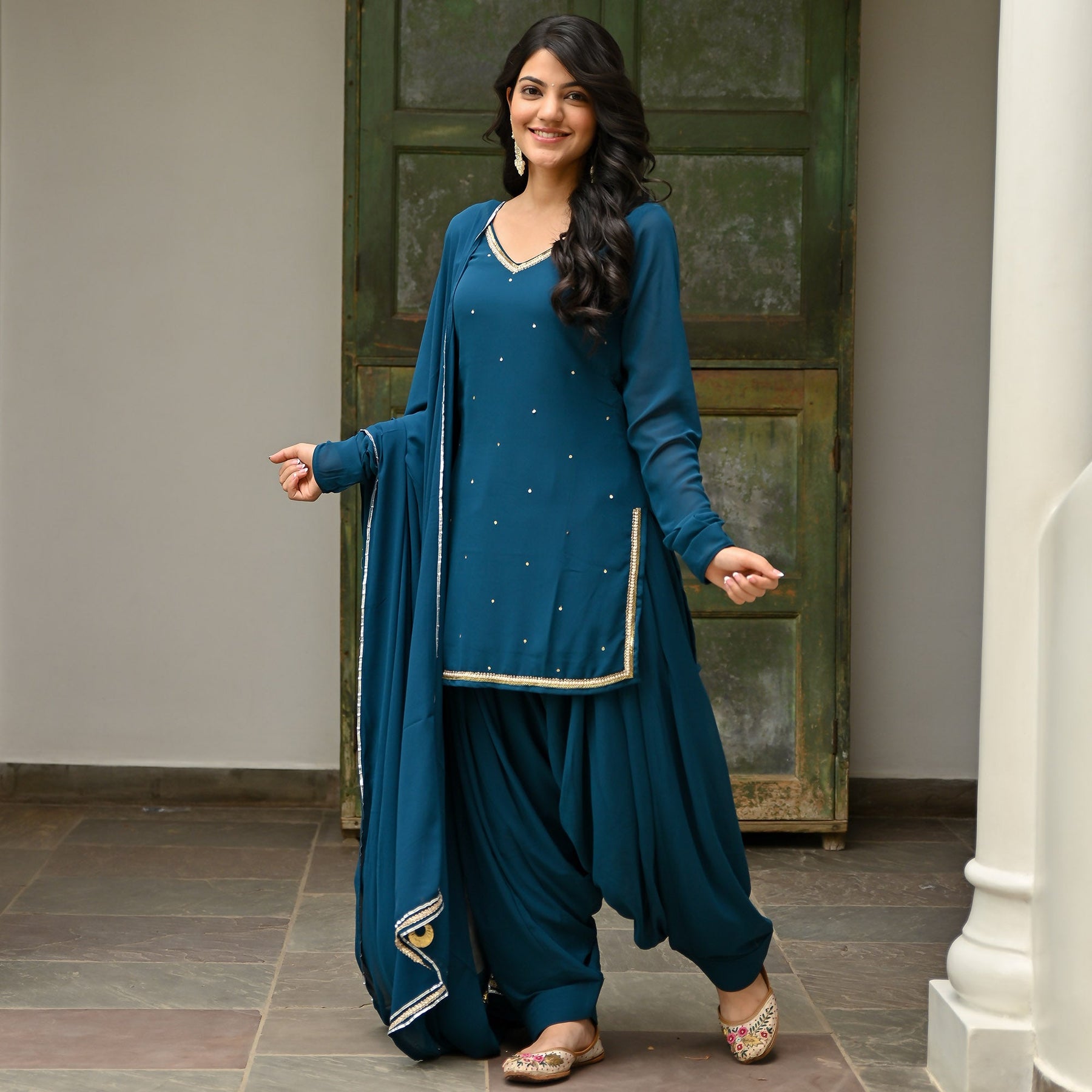 Teal Patiyala Suit Set