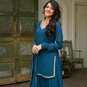 Teal Patiyala Suit Set