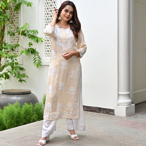 Ivory Modal Embroidery Kurta Set