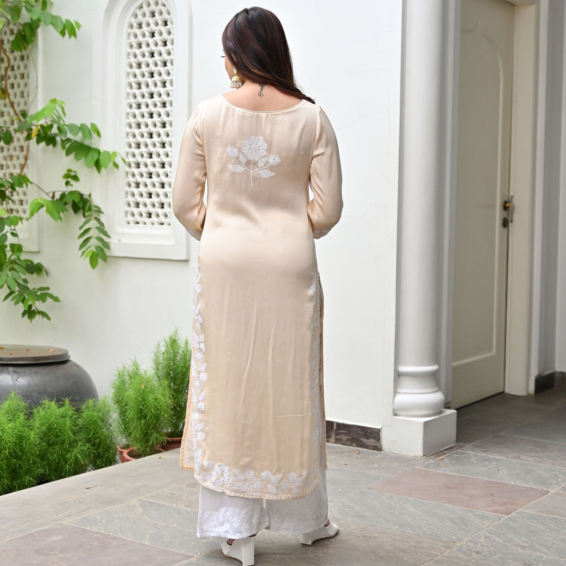 Ivory Modal Embroidery Kurta Set