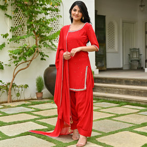 Red Patiyala Suit Set