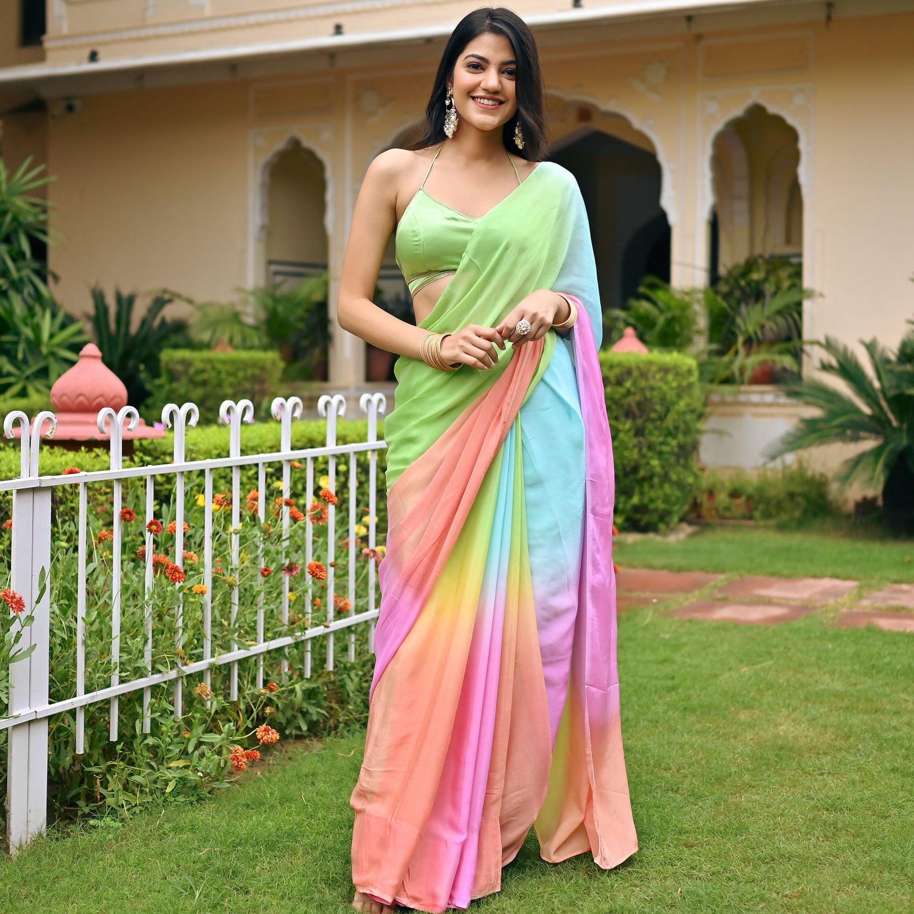 Multi Ombre Chiffon Saree