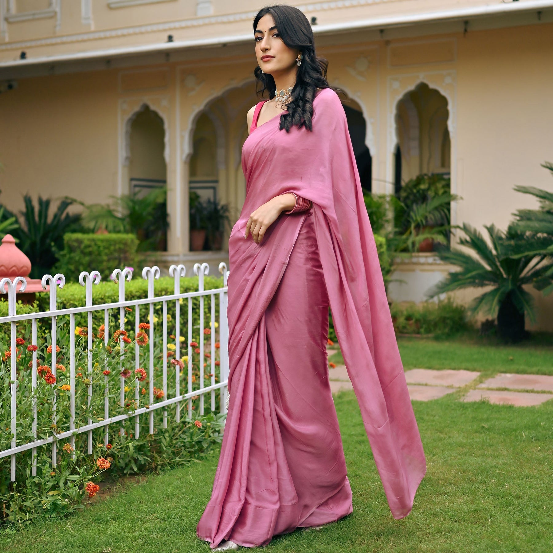 Berry Chiffon Saree