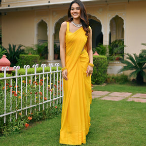 Yellow Ombre Chiffon Saree