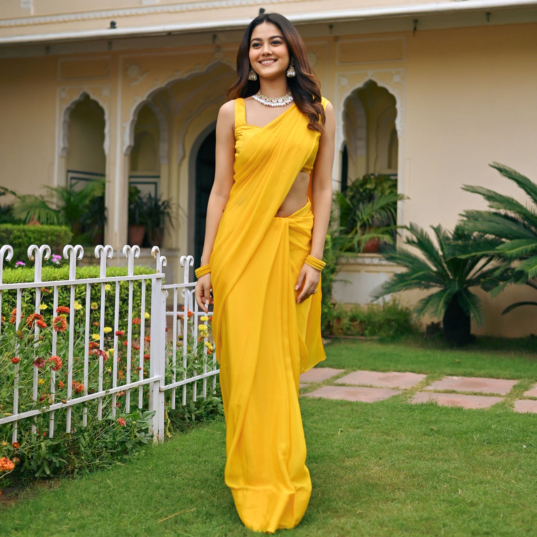 Yellow Ombre Chiffon Saree