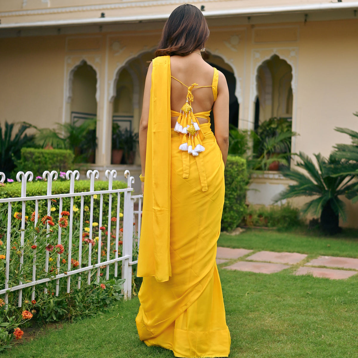 Yellow Ombre Chiffon Saree