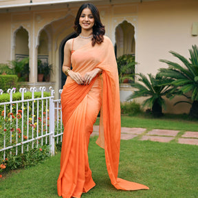 Orange Ombre Chiffon Saree