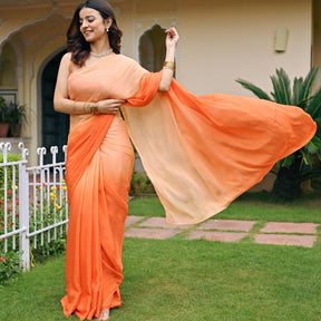 Orange Ombre Chiffon Saree