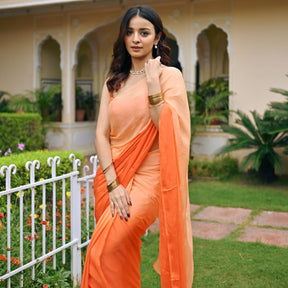 Orange Ombre Chiffon Saree