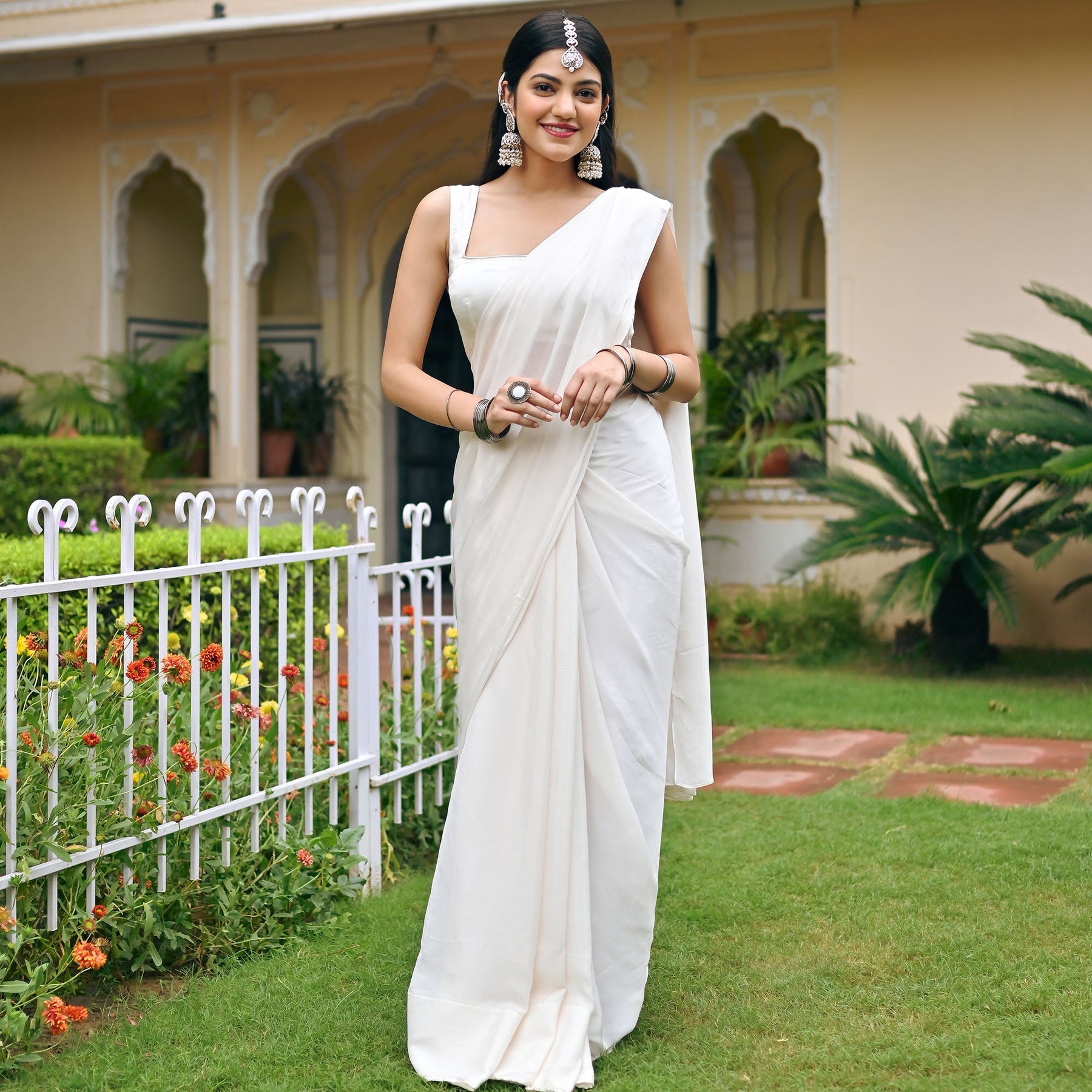 Ivory Ombre Chiffon Saree