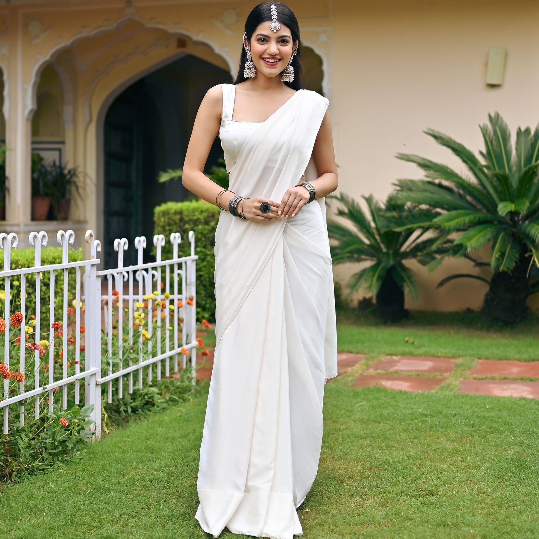 Ivory Ombre Chiffon Saree