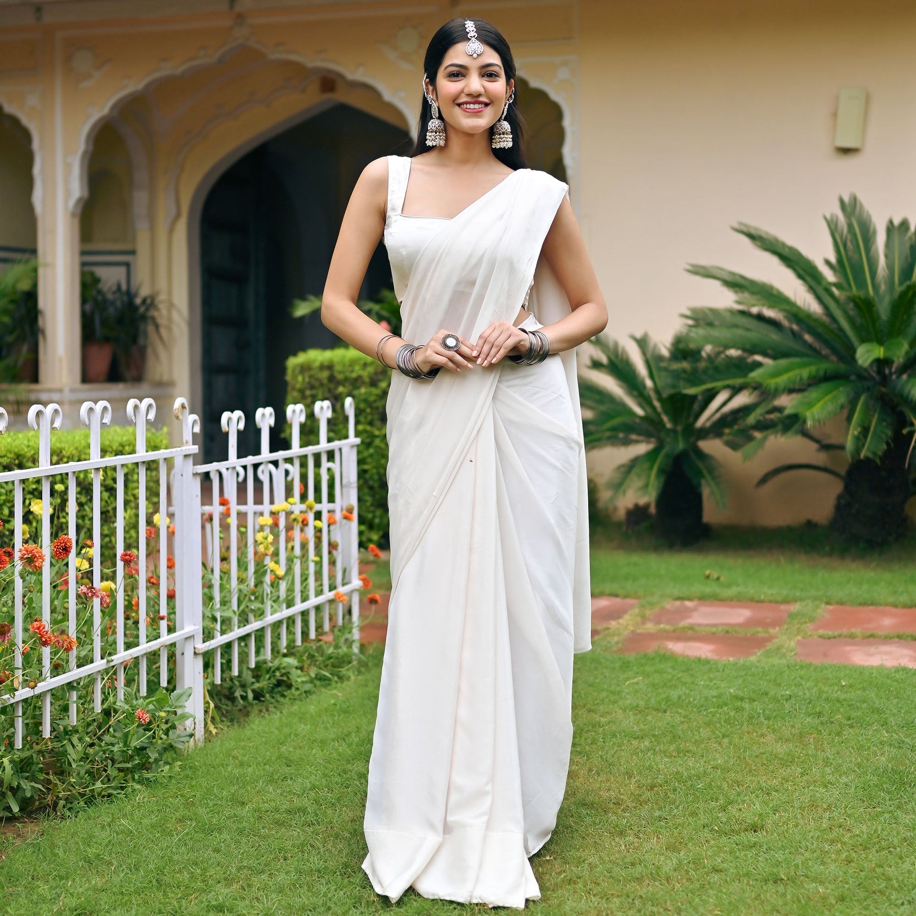 Ivory Ombre Chiffon Saree