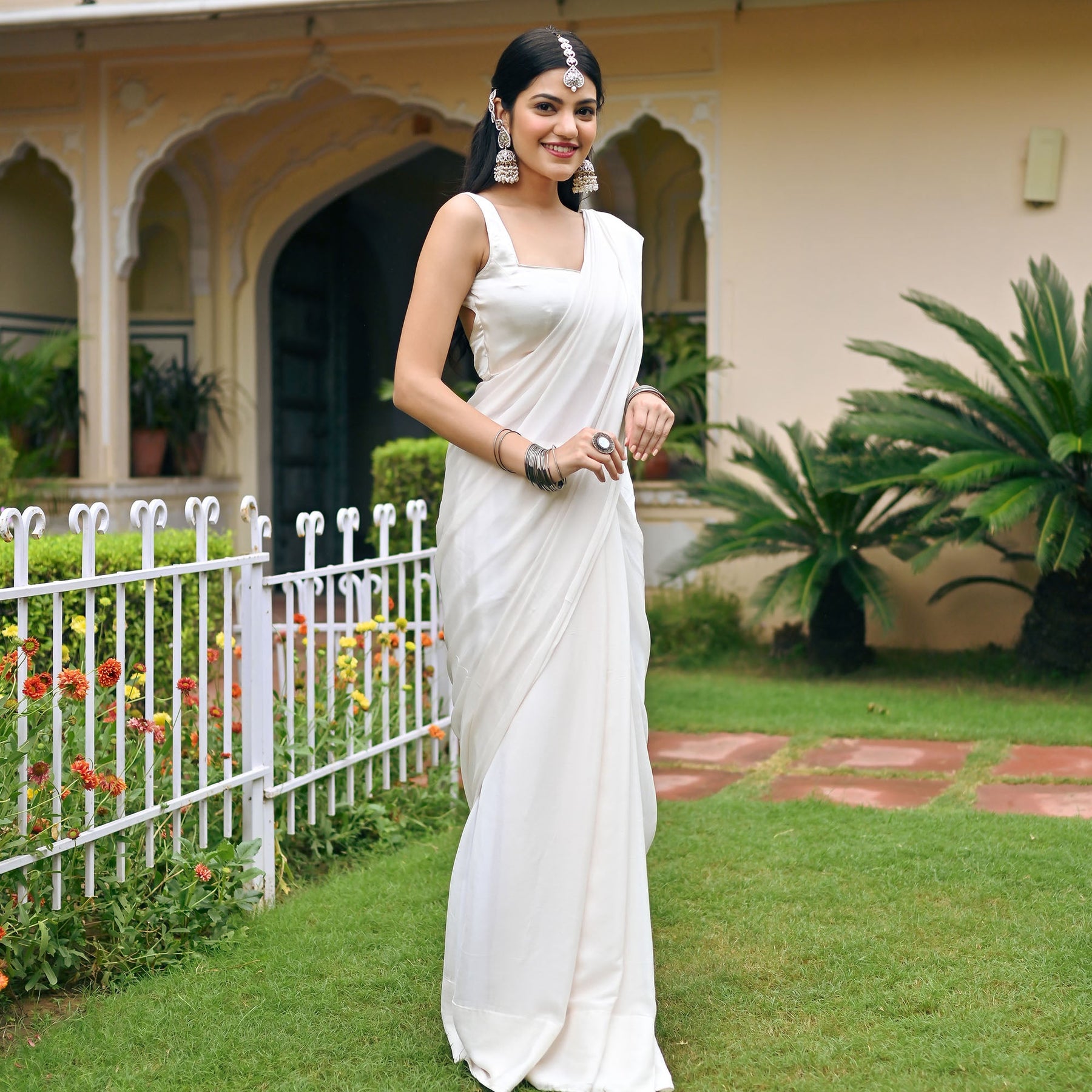 Ivory Ombre Chiffon Saree