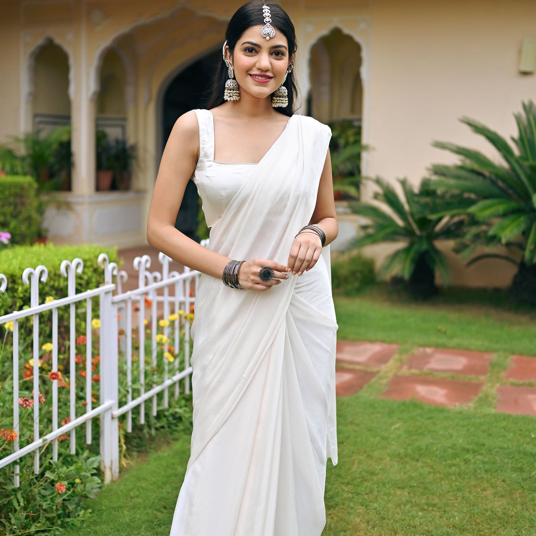 Ivory Ombre Chiffon Saree