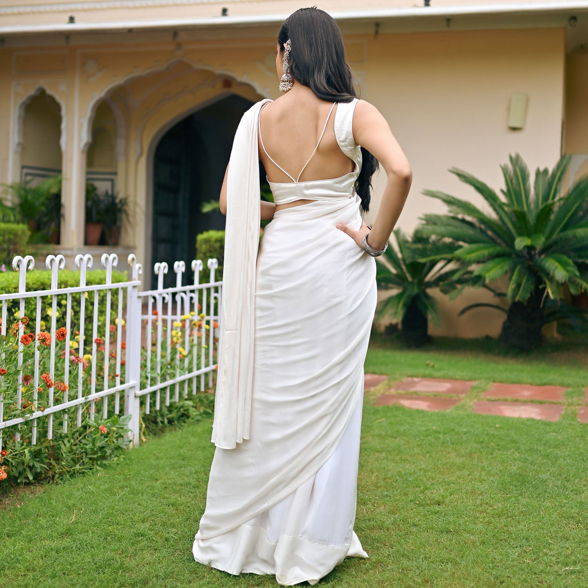 Ivory Ombre Chiffon Saree