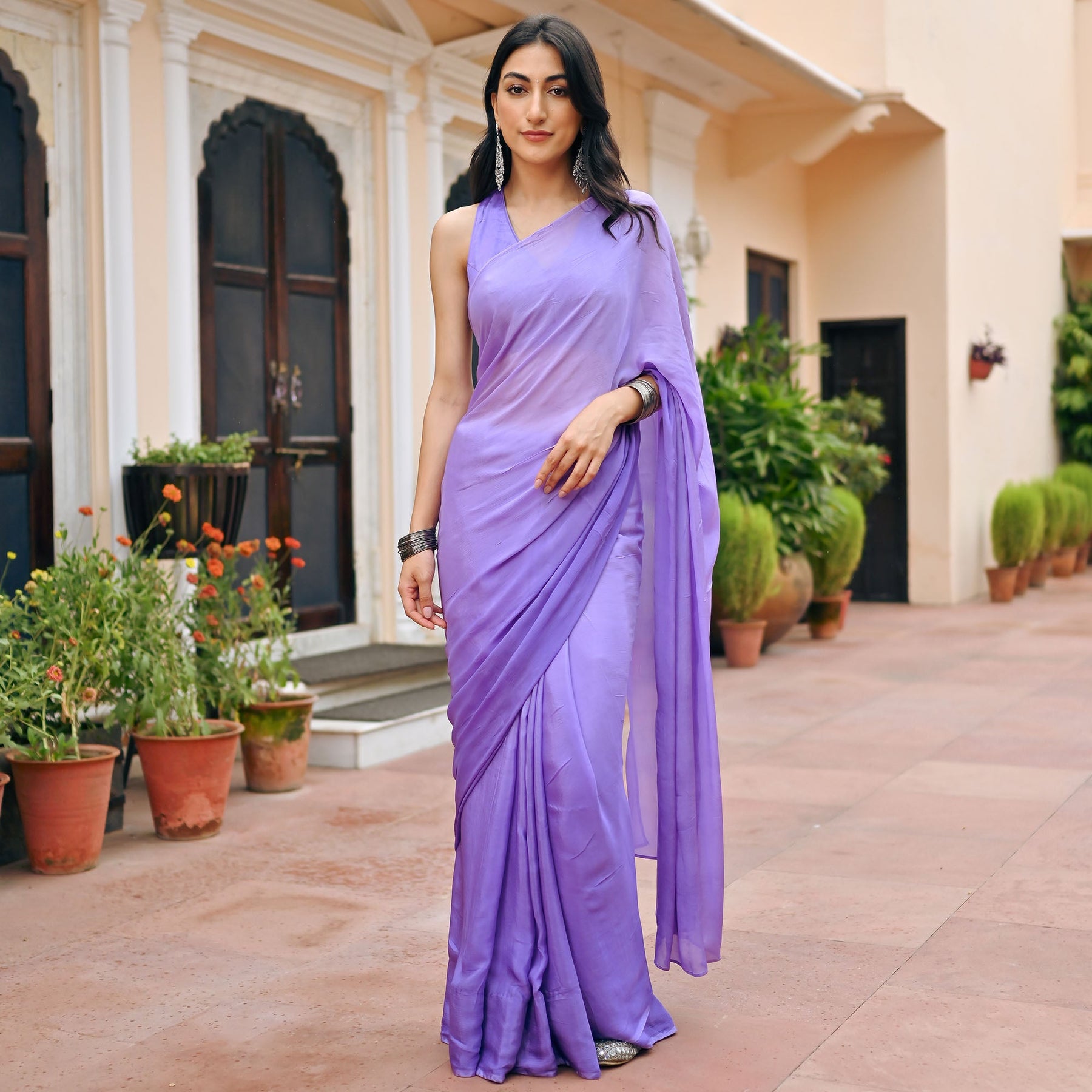 Purple Ombre Chiffon Saree