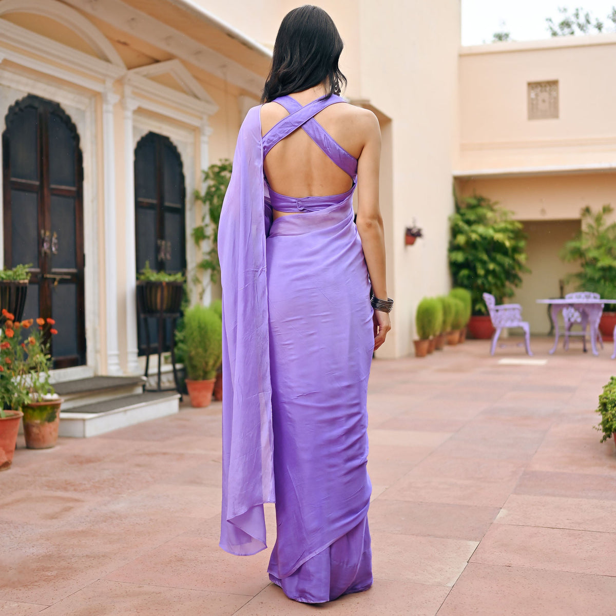 Purple Ombre Chiffon Saree