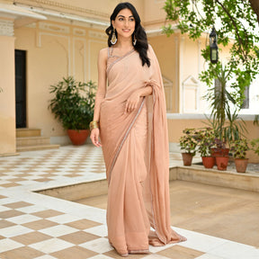 Beige Ombre Chiffon Saree