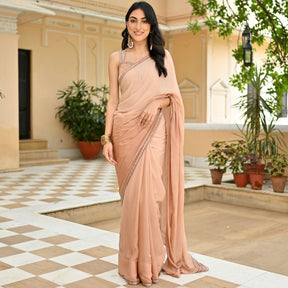 Beige Ombre Chiffon Saree