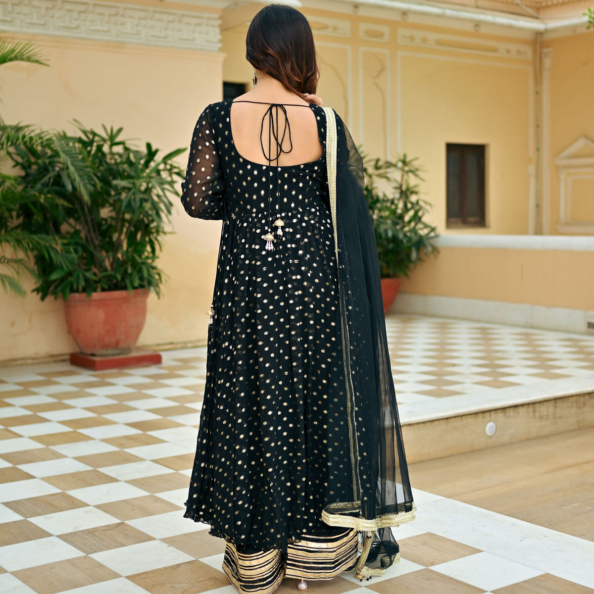 Black Georgette Anarkali Set