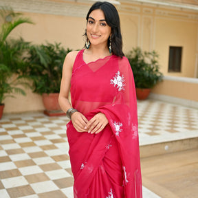 Pink Embroidered Saree