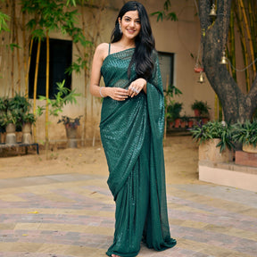 Green Sequin Ready to Wear Saree