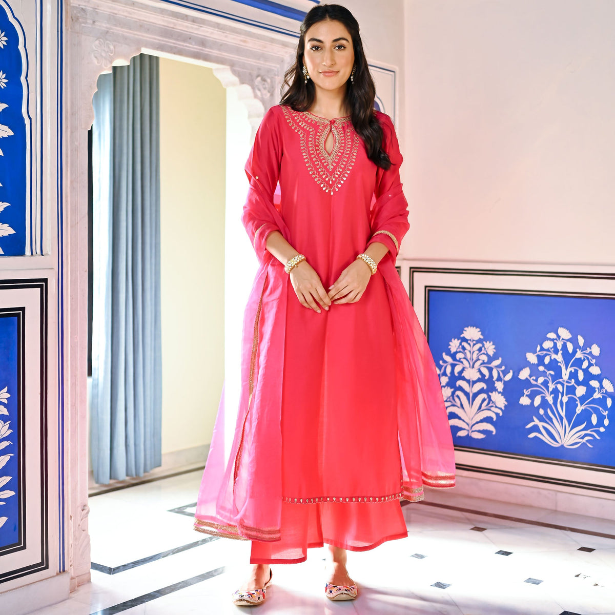 Pink Gota Patti Kurta Set