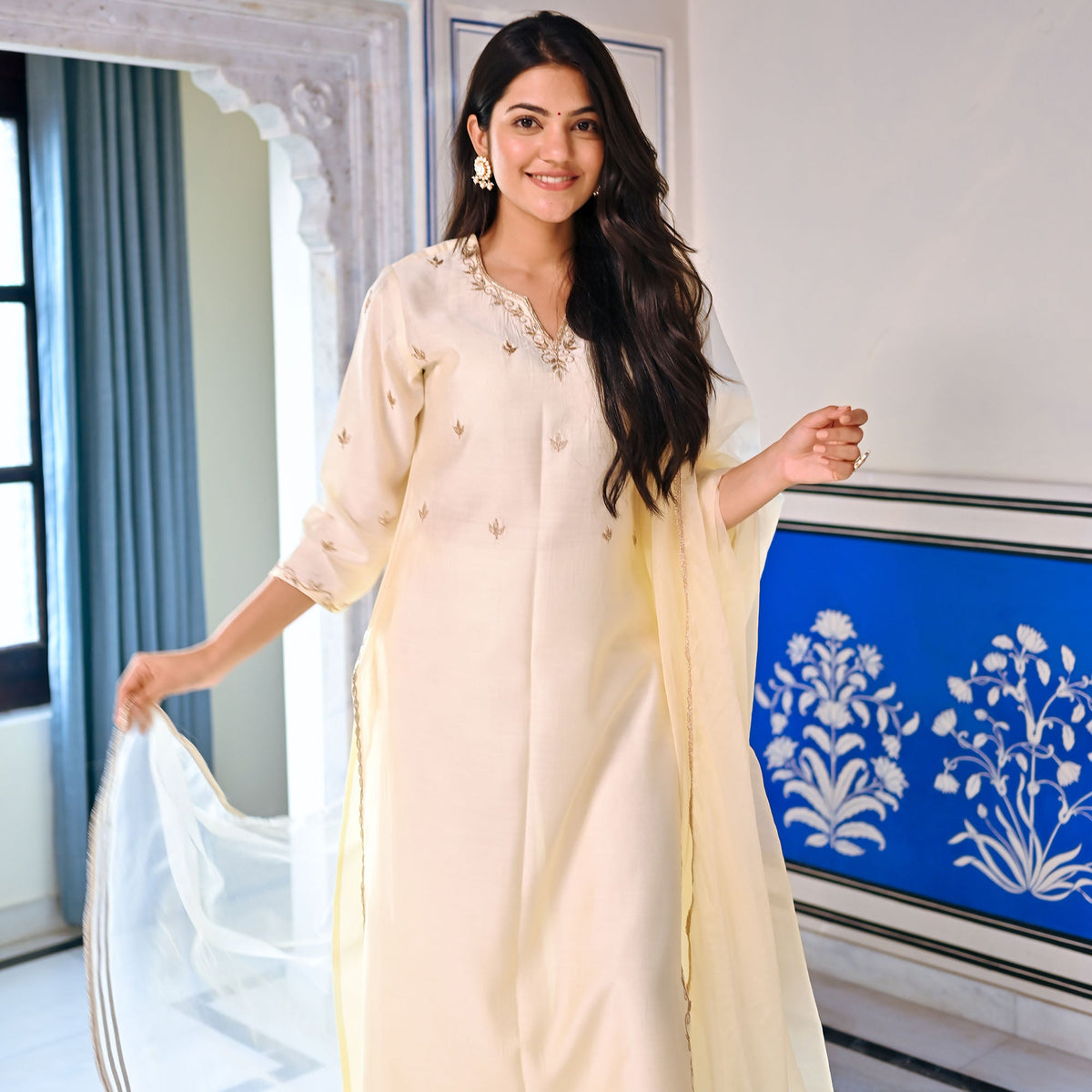 Ivory Gota Patti Kurta Set