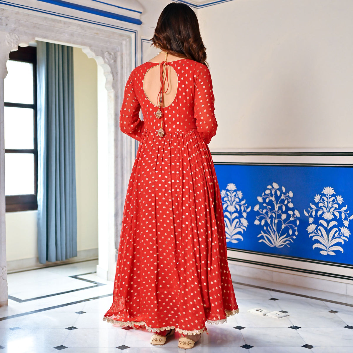 Red Georgette Anarkali Set