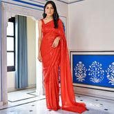 Red Sequin Ready to Wear Saree