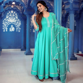 Aqua Blue Anarkali Set