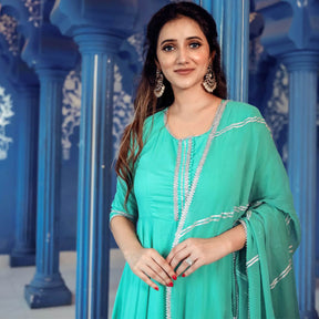 Aqua Blue Anarkali Set