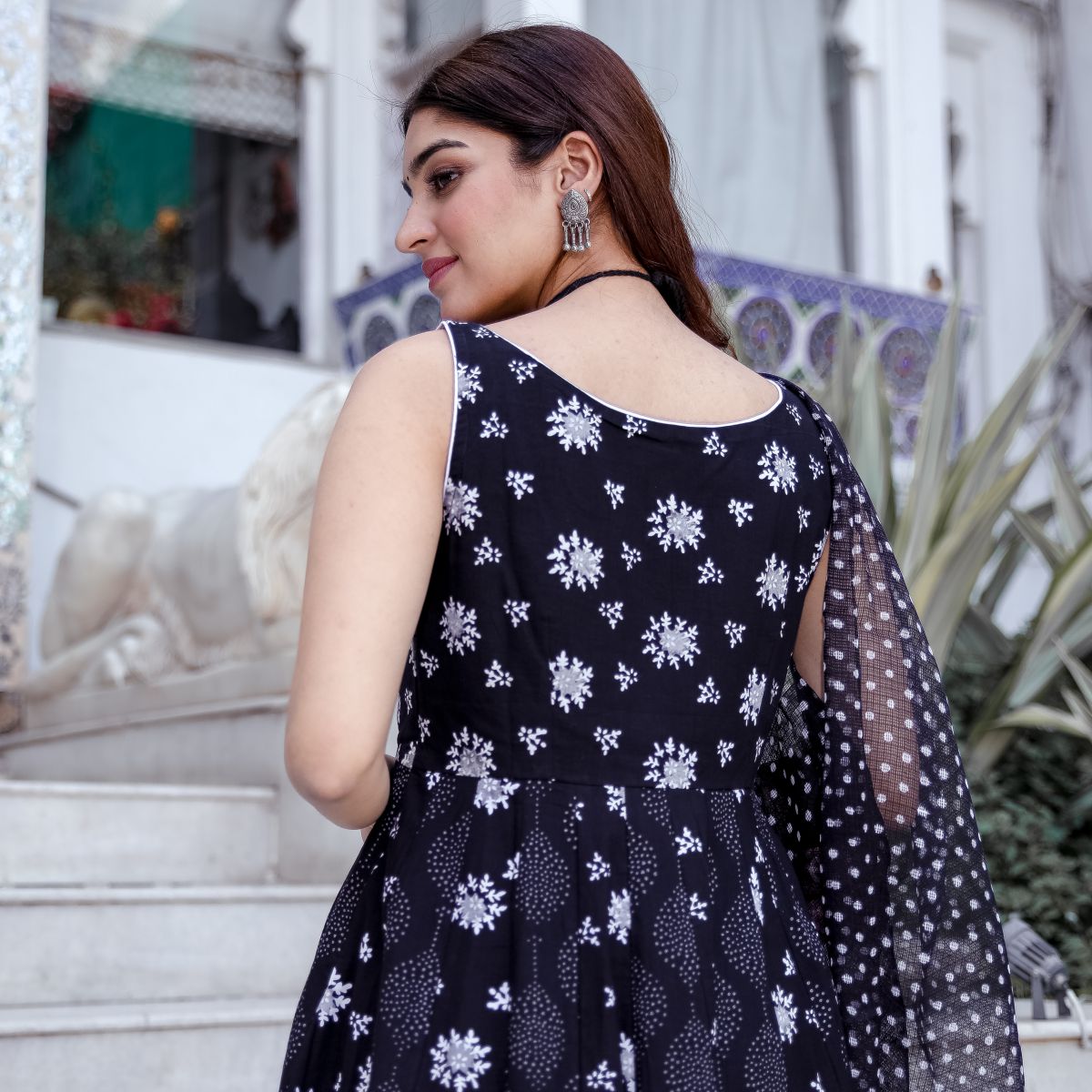 Black Block Printed Kurta Set