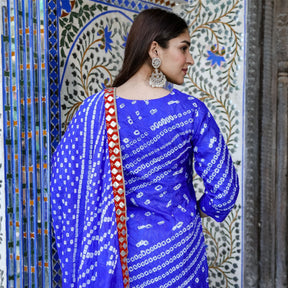 Blue Bandhej Sharara Set