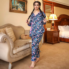 Floral Printed Full Sleeves Nightsuit