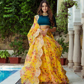 Yellow Organza Lehenga Set