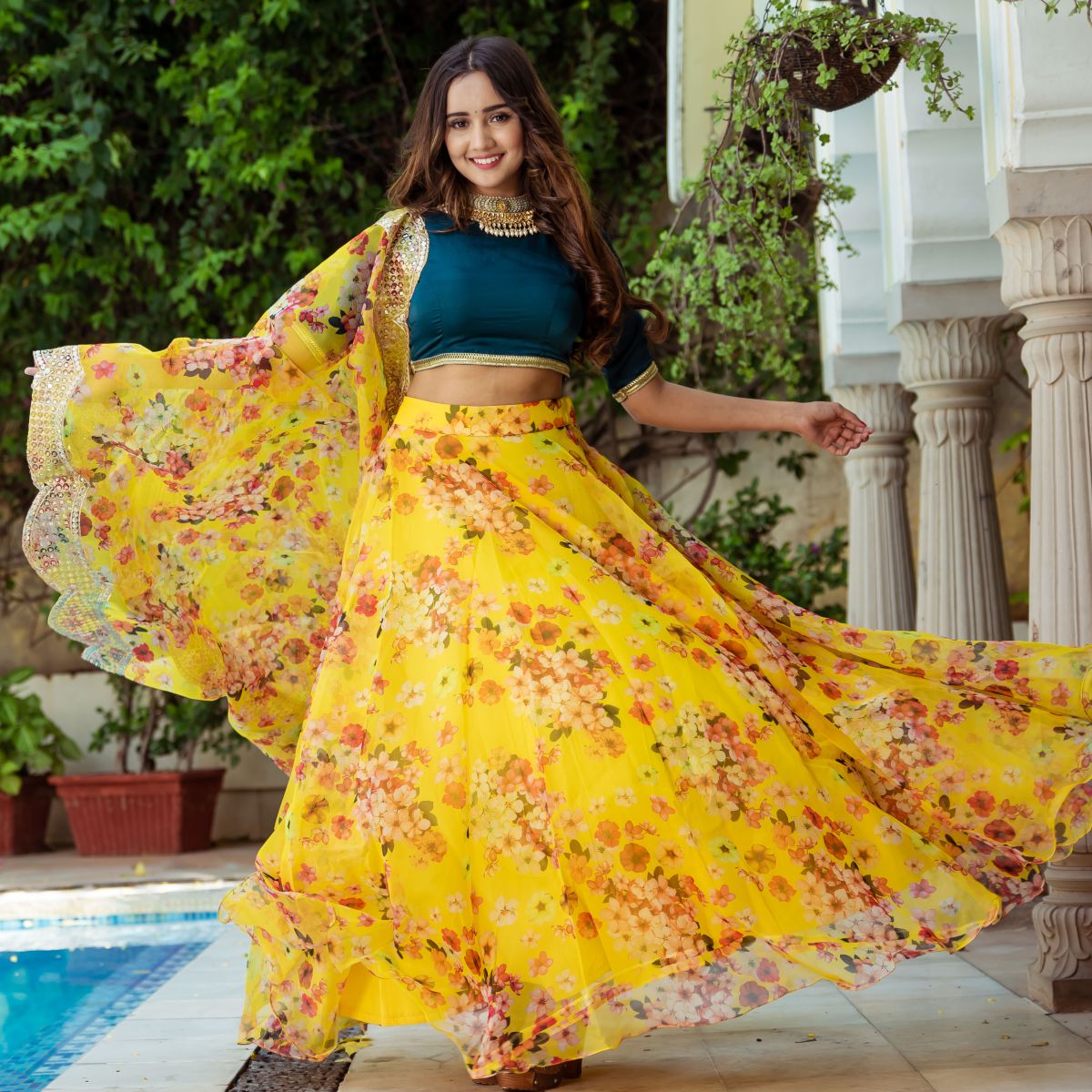 Yellow Organza Lehenga Set