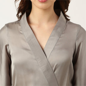 Bridesmaid Embroidered Grey Silk Robe