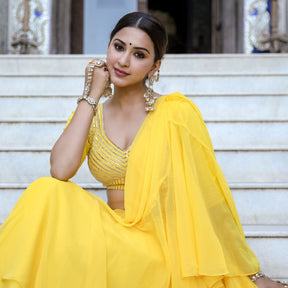 Yellow Georgette Saree